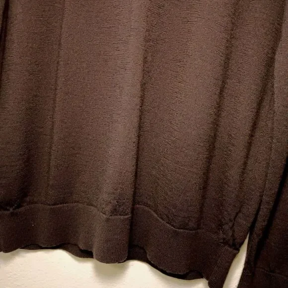 Banana Republic Mens Merino Wool Sweater Crewneck Dark Brown Size L - Picture 3 of 14